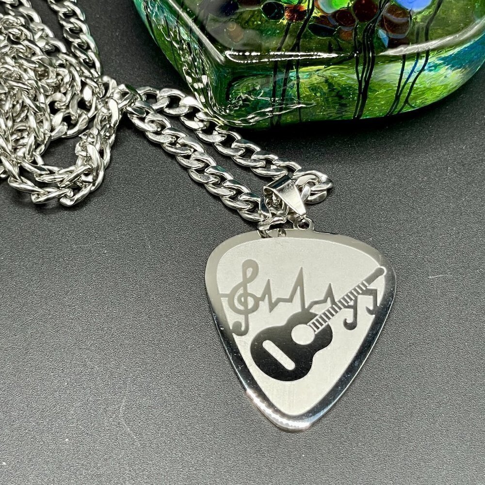 Heavy Guitar Pick Rocker Necklace #1253